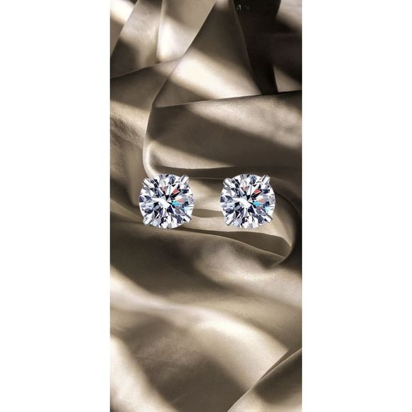 Classic Style Tested .20ctw Round Brilliant Moissanite 925 4 prong Stud Earrings - Picture 2 of 5